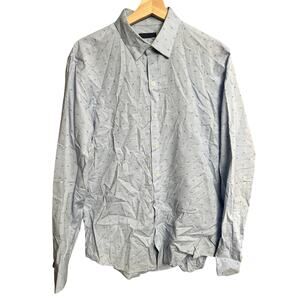 Zachary Prell Medium 100% Cotton Blue Goemetric Button Front Long Sleeve